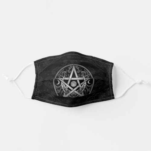 Pentagram Ornament _ Silver and Black Adult Cloth Face Mask