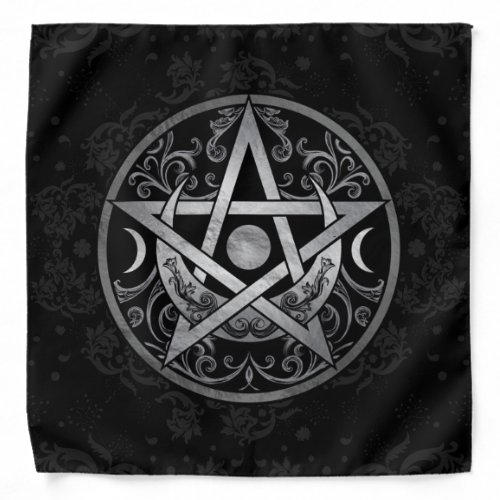 Pentagram Ornament _ Silver and Black Bandana