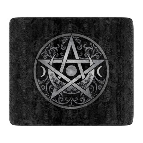 Pentagram Ornament _ Silver and Black Cutting Board