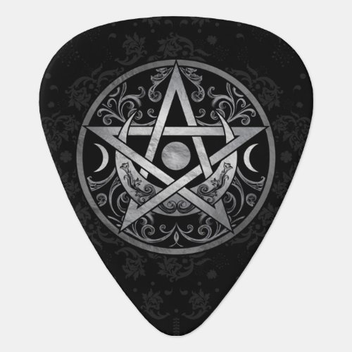 Pentagram Ornament _ Silver and Black Guitar Pick