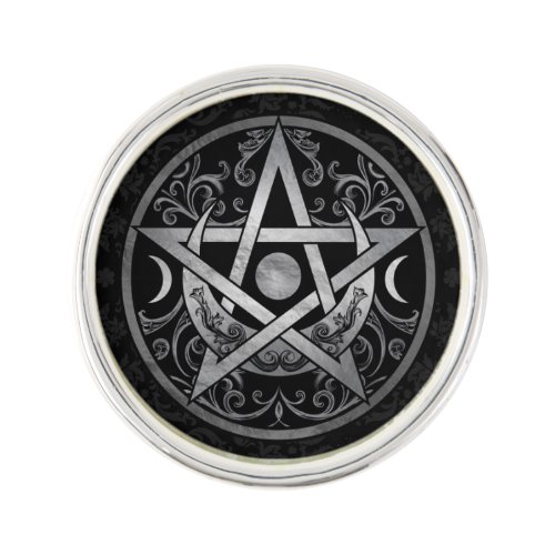 Pentagram Ornament _ Silver and Black Lapel Pin