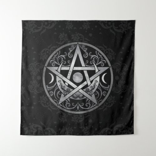 Pentagram Ornament _ Silver and Black Tapestry