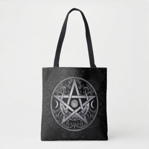 Pentagram Ornament _ Silver and Black Tote Bag