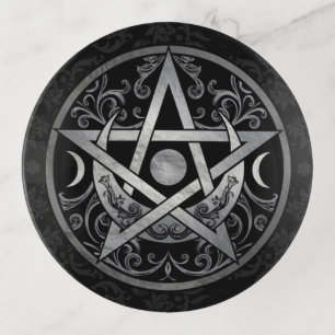 Pentagram Ornament - Silver and Black Trinket Tray
