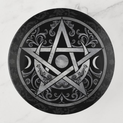 Pentagram Ornament _ Silver and Black Trinket Tray