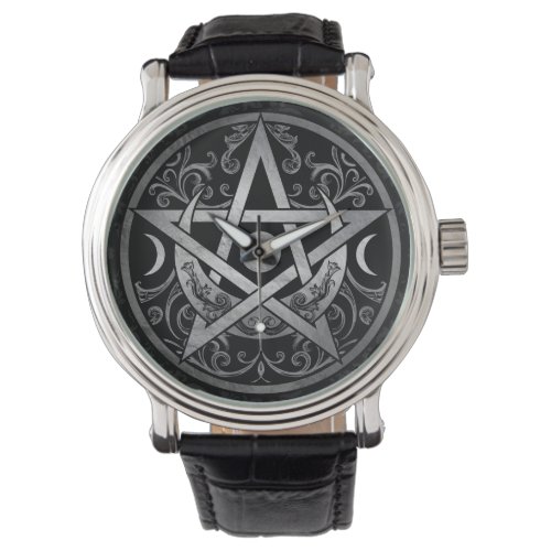 Pentagram Ornament _ Silver and Black Watch
