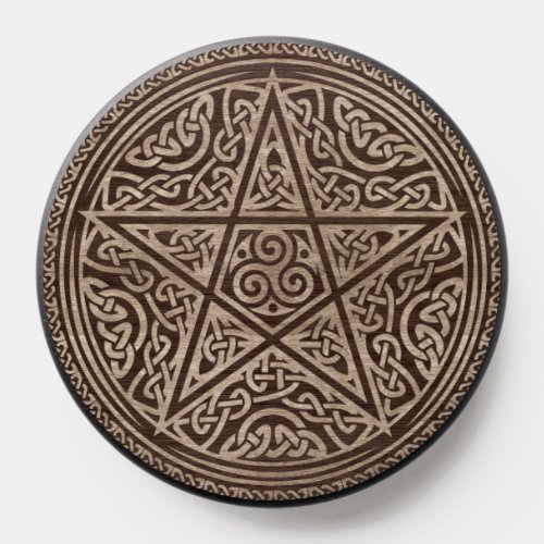 Pentagram Ornament Wooden Texture PopSocket