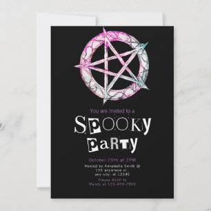 Pentagram Pagan Modern Minimalist Halloween Invitation