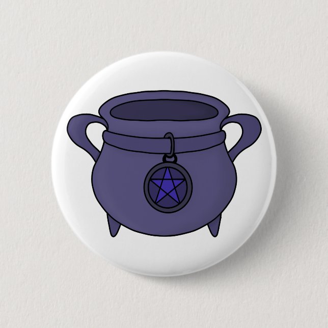 Pentagram Pentacle Cauldron Button (Front)