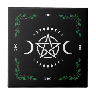 Pentagram pentacle triple moon goddess tile