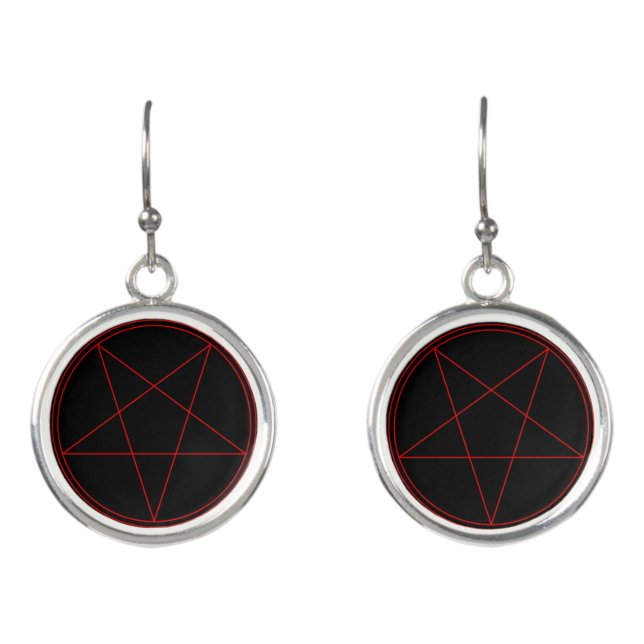 Pentagram Star (RED) Earrings (Front)