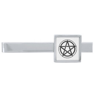 Pentagram Symbol - Five-Pointed Star Silver Finish Tie Bar