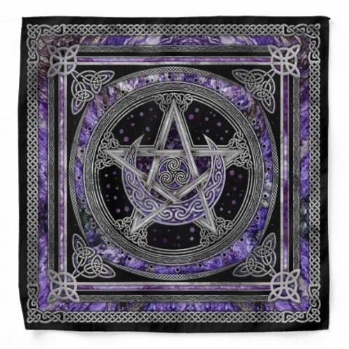 Pentagram Triskelion Amethyst Moon Bandana