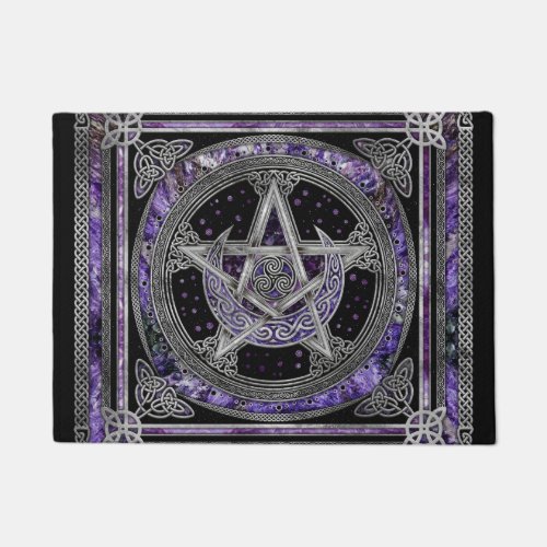 Pentagram Triskelion Amethyst Moon Doormat