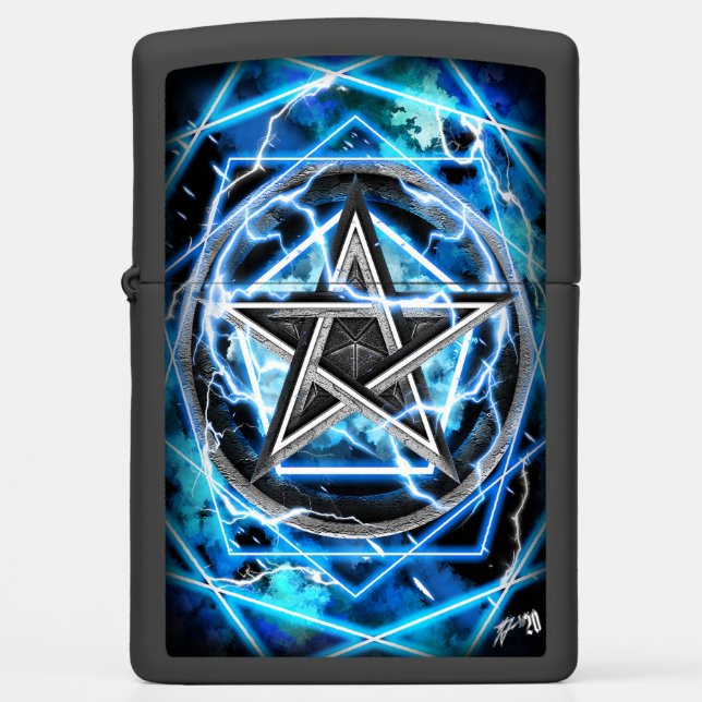 Pentagram wicca Zippo Lighter (Front)