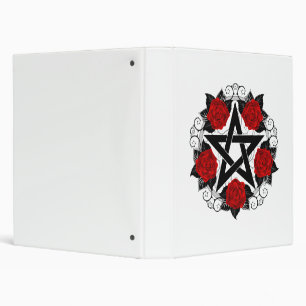 Pentagram with Red Roses 3 Ring Binder