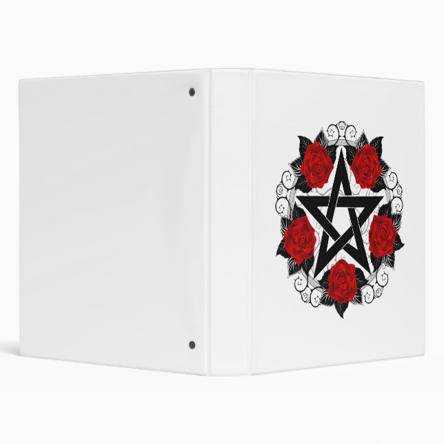 Pentagram with Red Roses 3 Ring Binder (Background)
