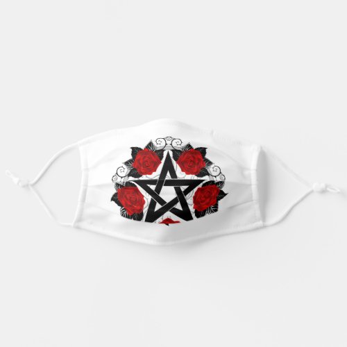 Pentagram with Red Roses Adult Cloth Face Mask