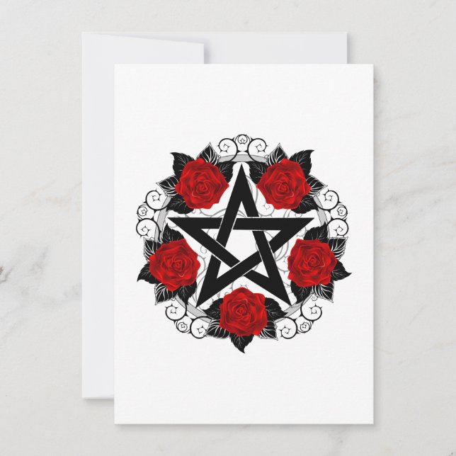 Pentagram with Red Roses Announcement (Front)