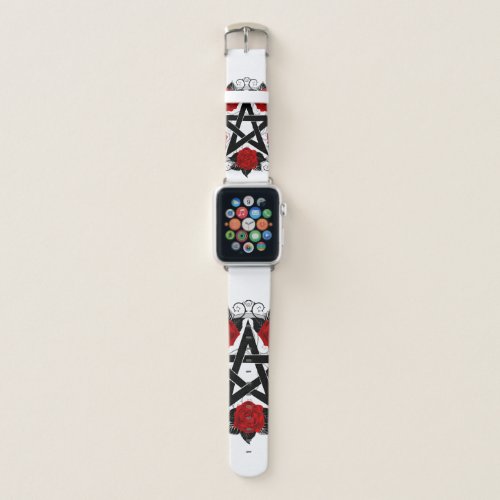 Pentagram with Red Roses Apple Watch Band