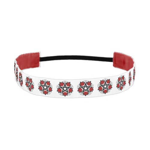 Pentagram with Red Roses Athletic Headband