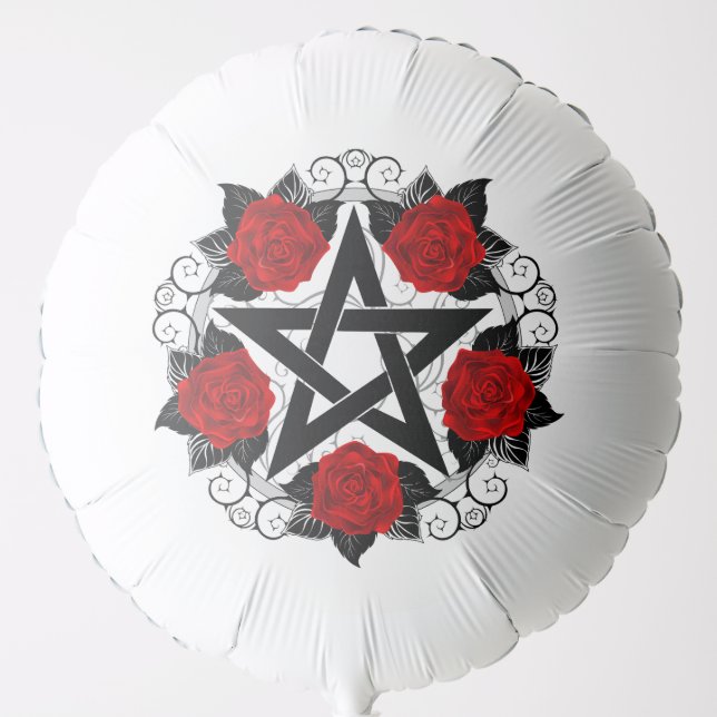 Pentagram with Red Roses Balloon (Front)