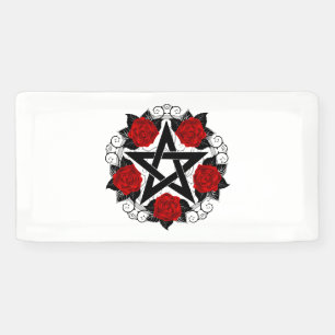 Pentagram with Red Roses Banner
