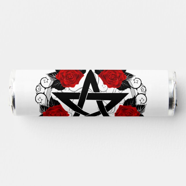 Pentagram with Red Roses Breath Savers® Mints (Front)