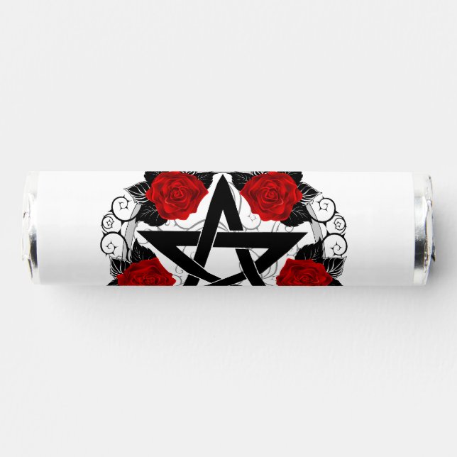 Pentagram with Red Roses Breath Savers® Mints (Front)
