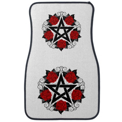 Pentagram with Red Roses Car Floor Mat