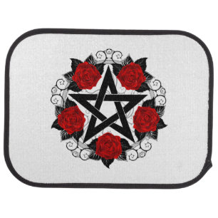 Pentagram with Red Roses Car Floor Mat