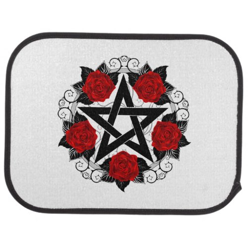 Pentagram with Red Roses Car Floor Mat