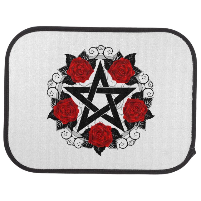 Pentagram with Red Roses Car Floor Mat (Rear)