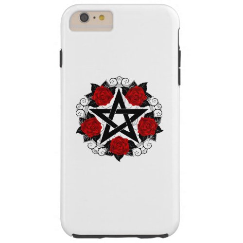 Pentagram with Red Roses Tough iPhone 6 Plus Case