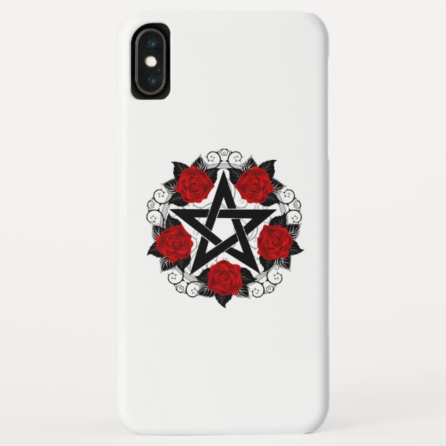 Pentagram with Red Roses Case-Mate iPhone Case (Back)