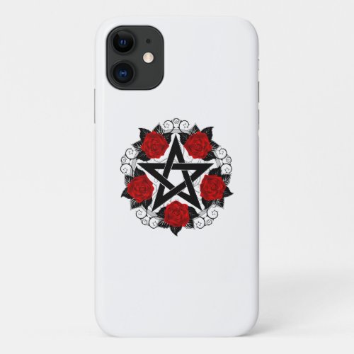 Pentagram with Red Roses iPhone 11 Case