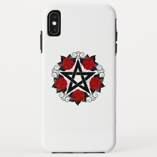Pentagram with Red Roses Case-Mate iPhone Case (Back)