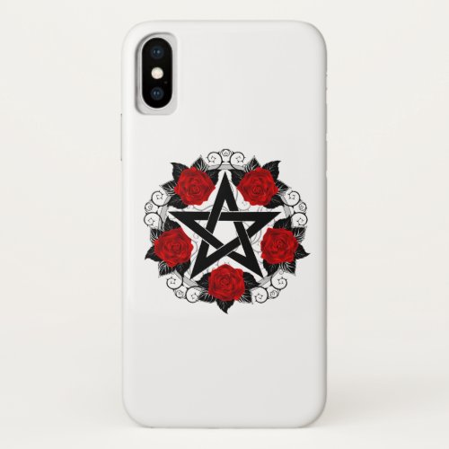 Pentagram with Red Roses iPhone X Case