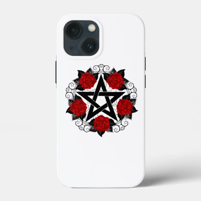 Pentagram with Red Roses Case-Mate iPhone Case (Back)