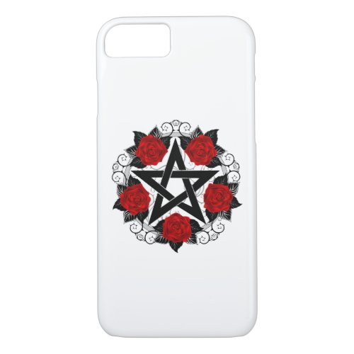 Pentagram with Red Roses iPhone 87 Case