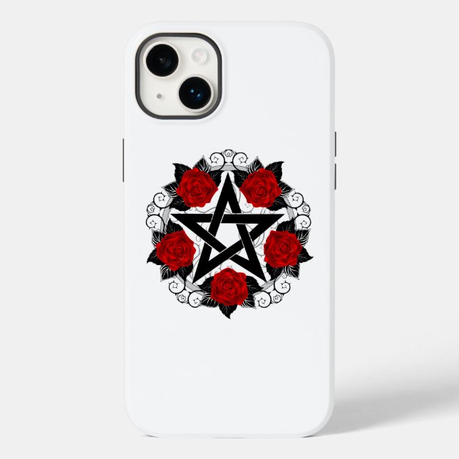 Pentagram with Red Roses Case-Mate iPhone Case (Back)