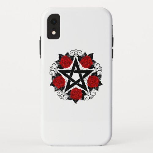 Pentagram with Red Roses iPhone XR Case