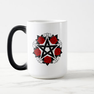 Pentagram with Red Roses Color Morph Mug
