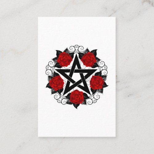 Pentagram with Red Roses Discount Card