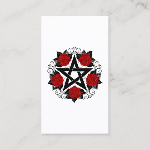 Pentagram with Red Roses Discount Card