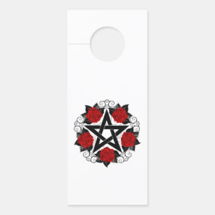 Pentagram with Red Roses Door Hanger