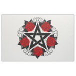 Pentagram with Red Roses Fabric