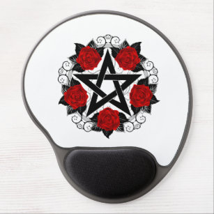 Pentagram with Red Roses Gel Mouse Pad