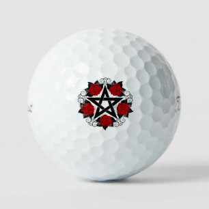 Pentagram with Red Roses Golf Balls