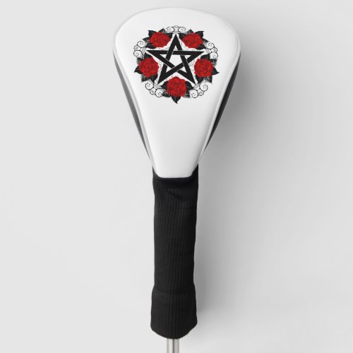 Pentagram with Red Roses Golf Head Cover